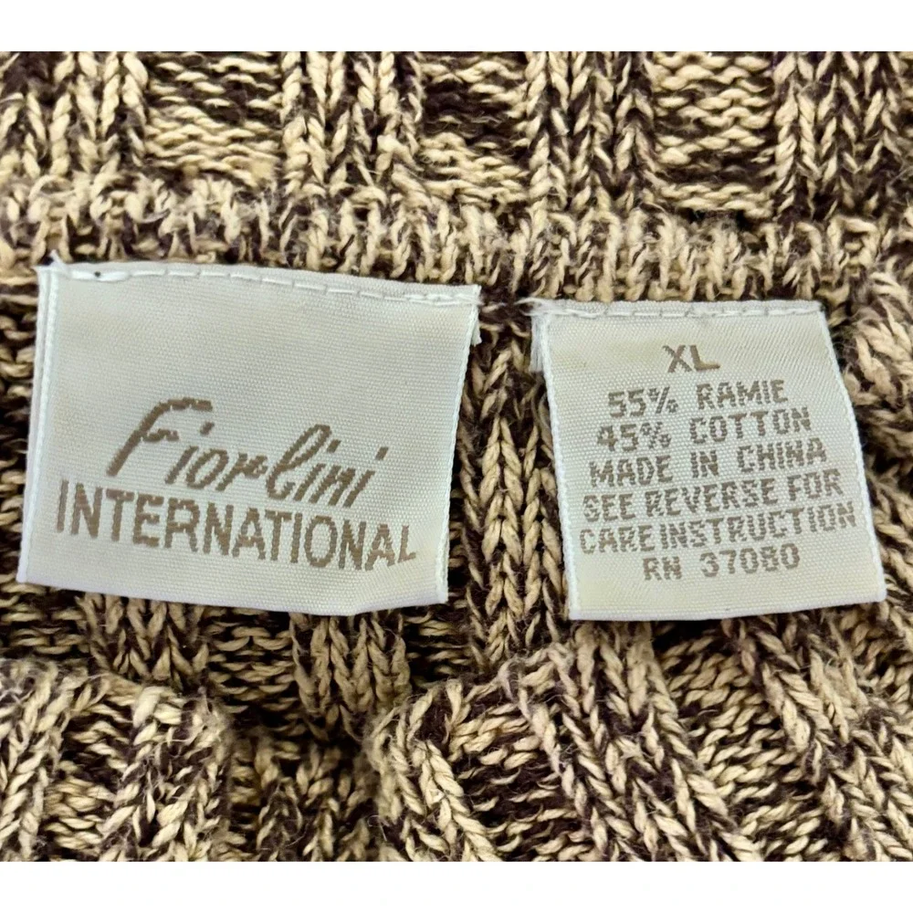 Vintage Fiorlini International Knit Sweater Mock Neck Long Sleeve Ombre Brown XL